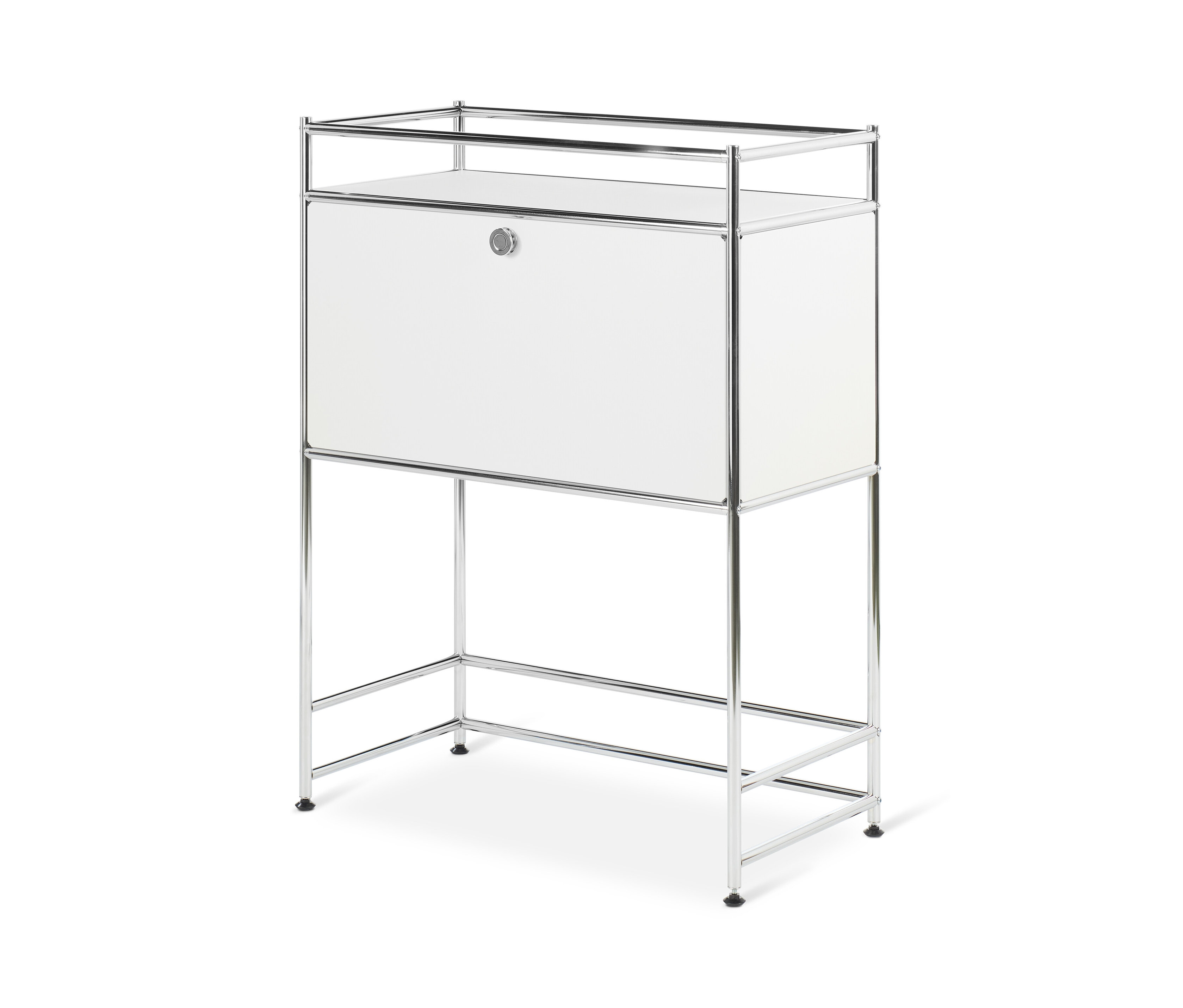 Biała, wąska szafka »CN3« z klapą.