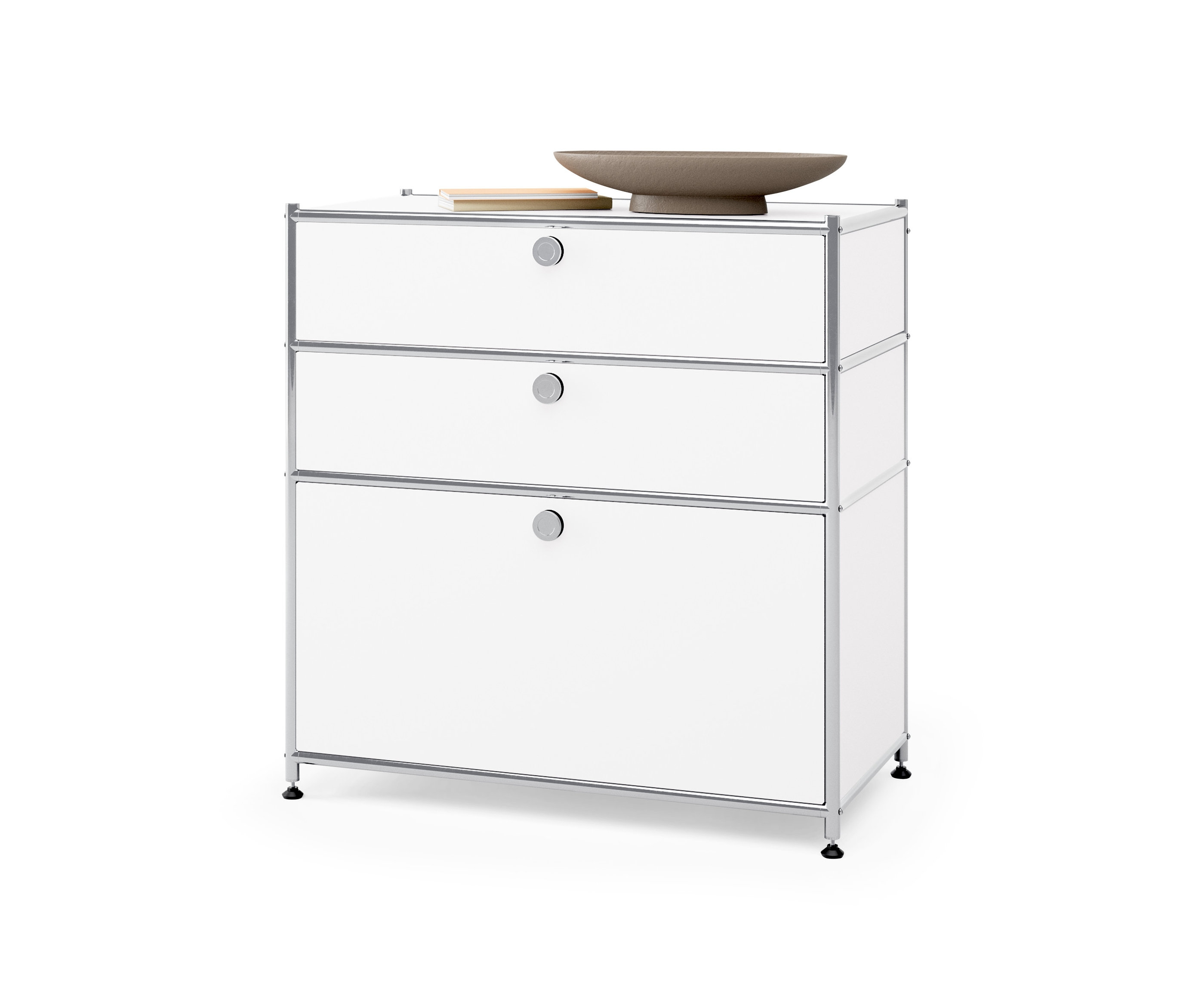 Tchibo - Metalowa komoda »Cn3« z 3 szufladami - kolor: biały