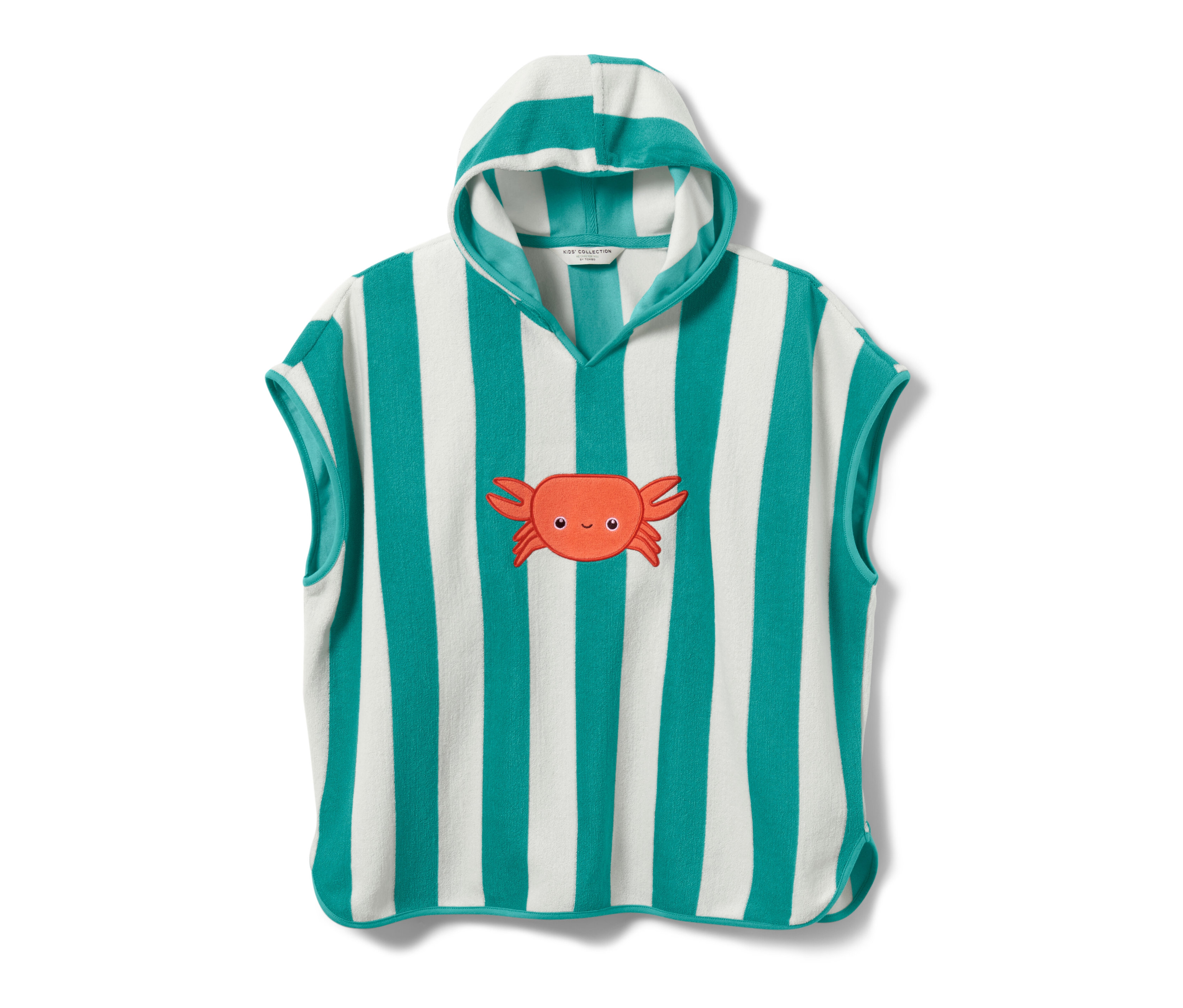 Tchibo - Poncho z tkaniny frotté- pomarańczowy/turkusowy/w paski