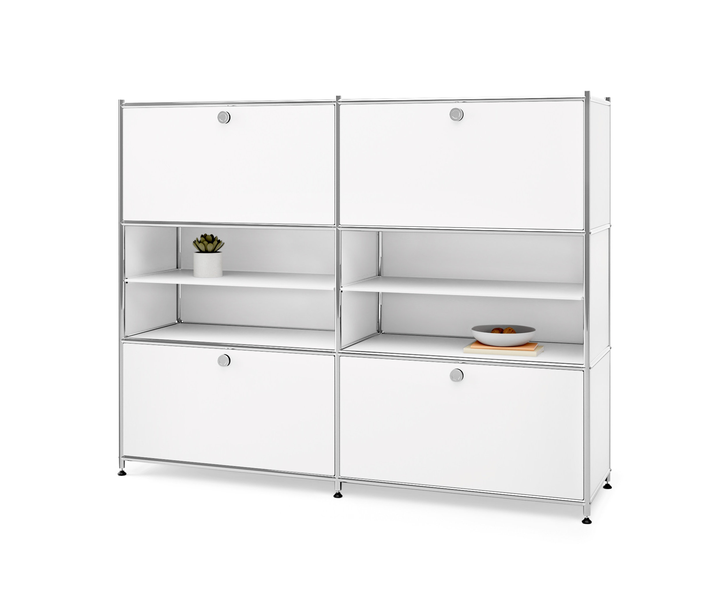 Tchibo - Komoda metalowa »Cn3« z 4 przegródkami z klapami - kolor: biały