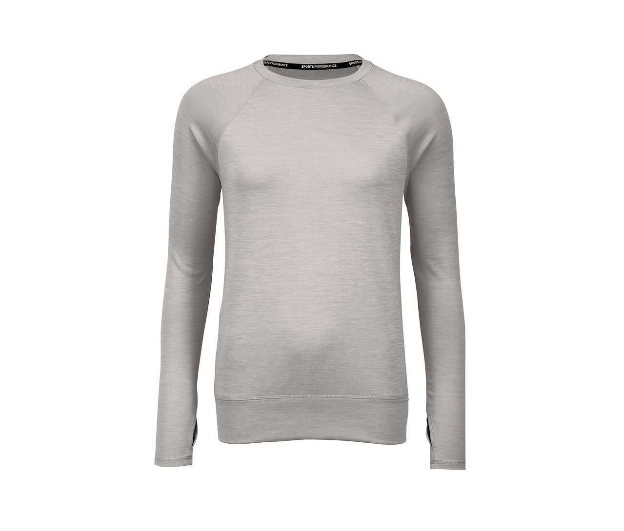 Szara bluza funkcyjna z długim rękawem.