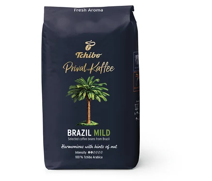 Opakowanie 500 g kawy ziarnistej Privat Kaffee Brazil Mild.