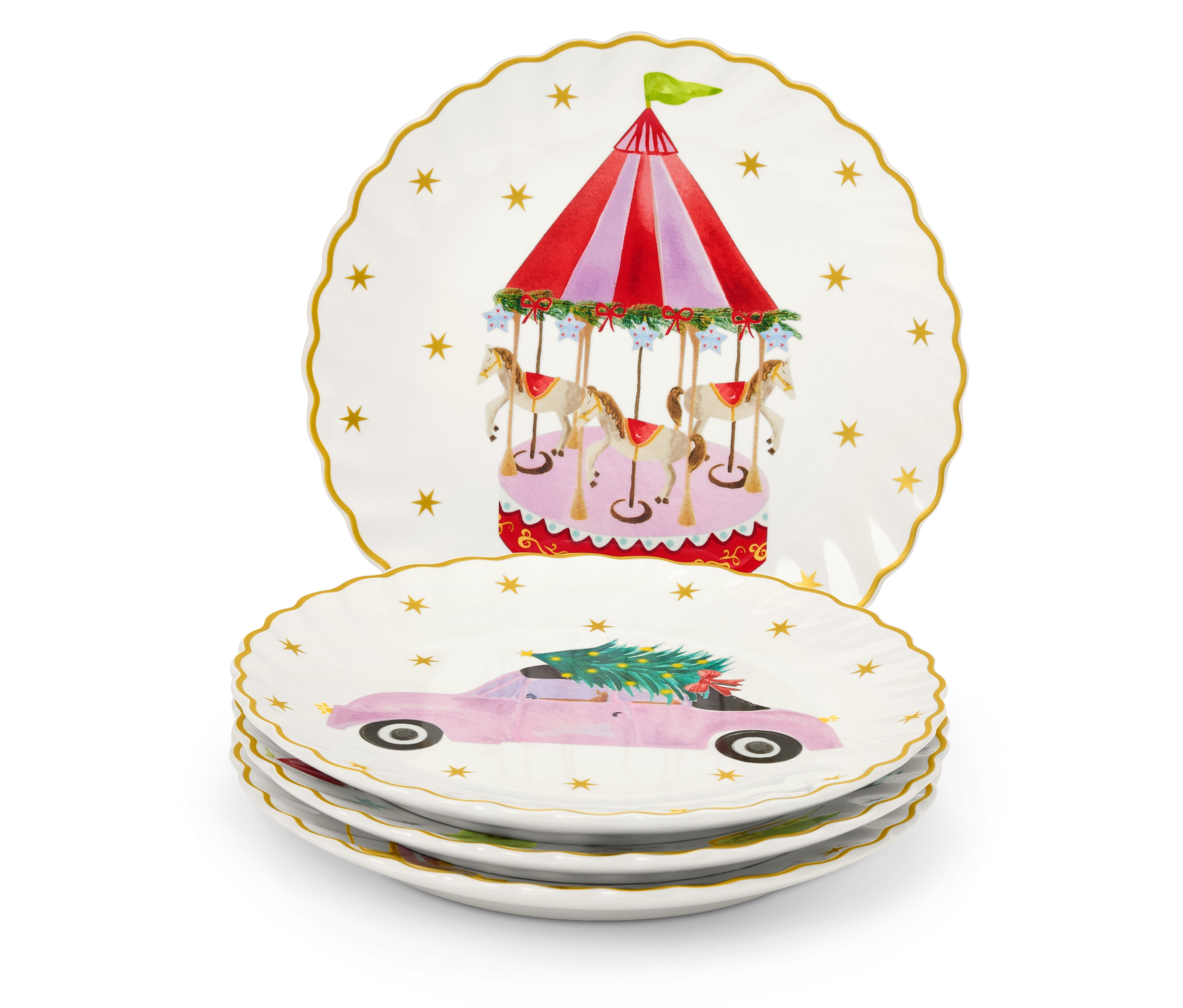 Tchibo - Talerzyki deserowe - kolor: niebieski/różowy