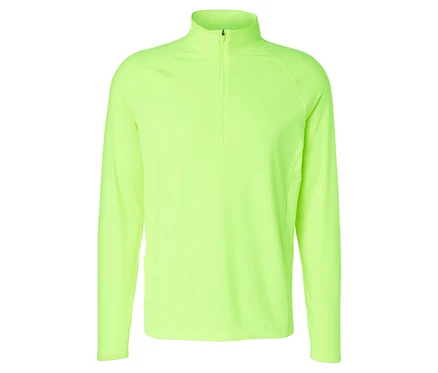 Neonowo-limonkowa koszulka sportowa termiczna z półzamkiem i stójką.