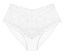 Białe majtki Triumph Amourette Maxi z szeroką, kwiecistą koronką.
