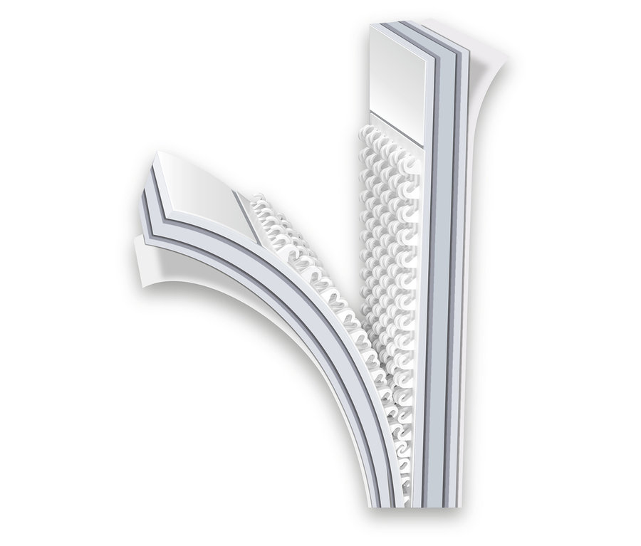 Zbliżenie trzywarstwowego materaca ukazującego wewnętrzne warstwy.