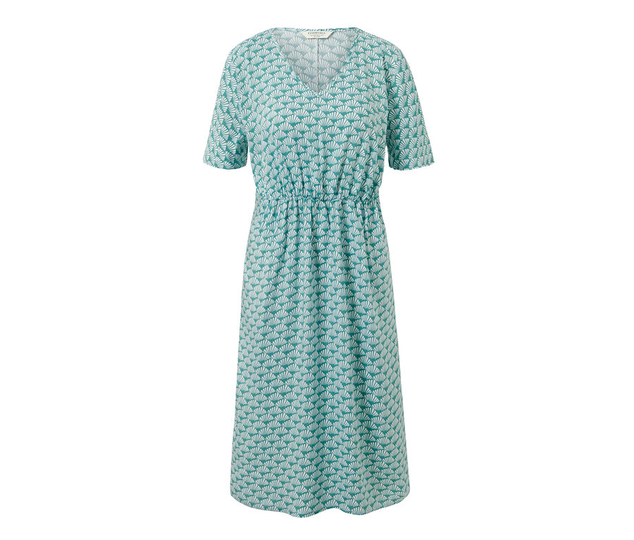 Sukienka w kolorze turkusowym we wzory.