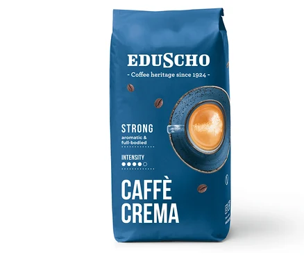 Niebieskie opakowanie kawy ziarnistej Eduscho Classic Coffee Strong, 1000 g.