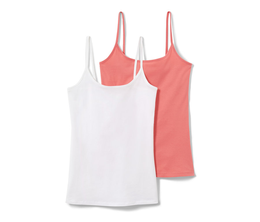 Dwa podkoszulki: biały i koralowy.
