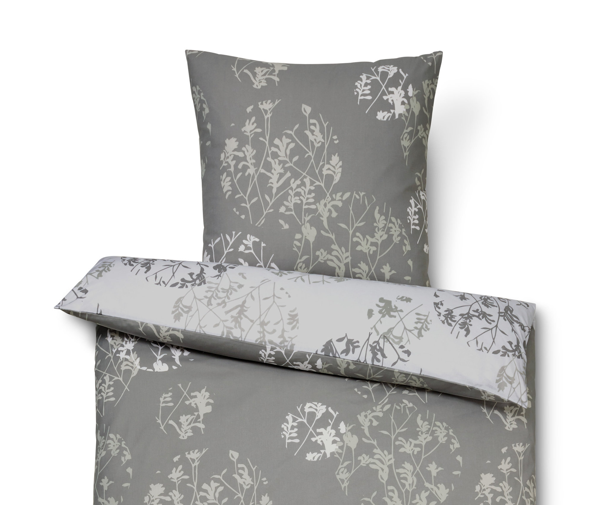 Tchibo - Pościel bawełniana premium - kolor: biały/szary