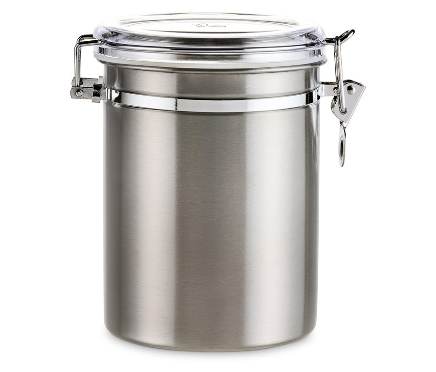 Puszka zatrzymująca zapach, stal nierdzewna z przezroczystą pokrywką.