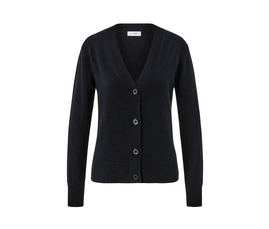 Czarny kardigan z delikatnej dzianiny z kaszmirem.