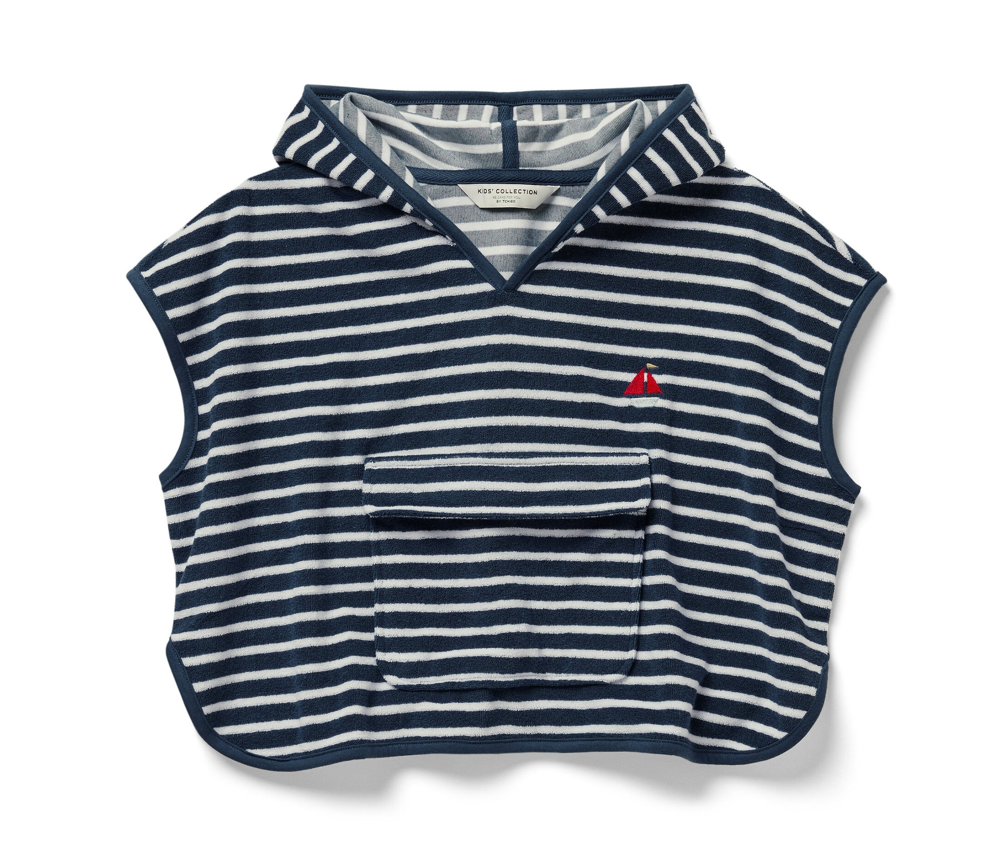 Tchibo - Ponczo z tkaniny frotté- biały/niebieski