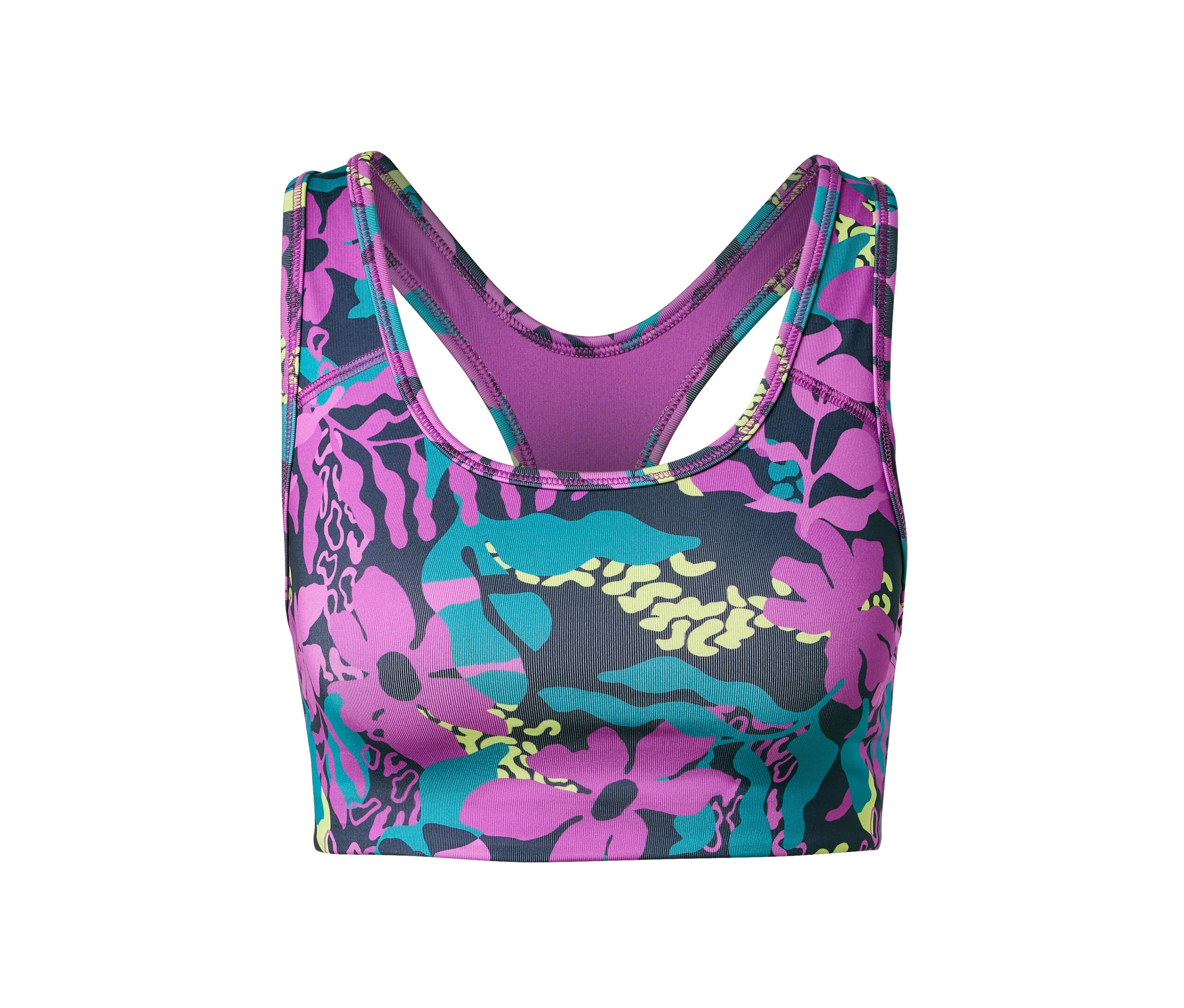 Tchibo - Biustonosz sportowy- turkusowy/niebieski/w kwiatki