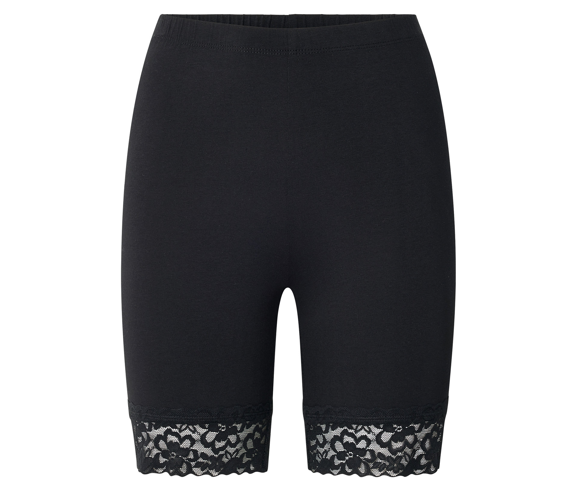 Tchibo - Krótkie legginsy z koronkowym wykończeniem- czarny