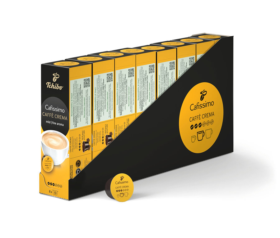 Paczka kapsułek do kawy Cafissimo Caffè Crema mild.