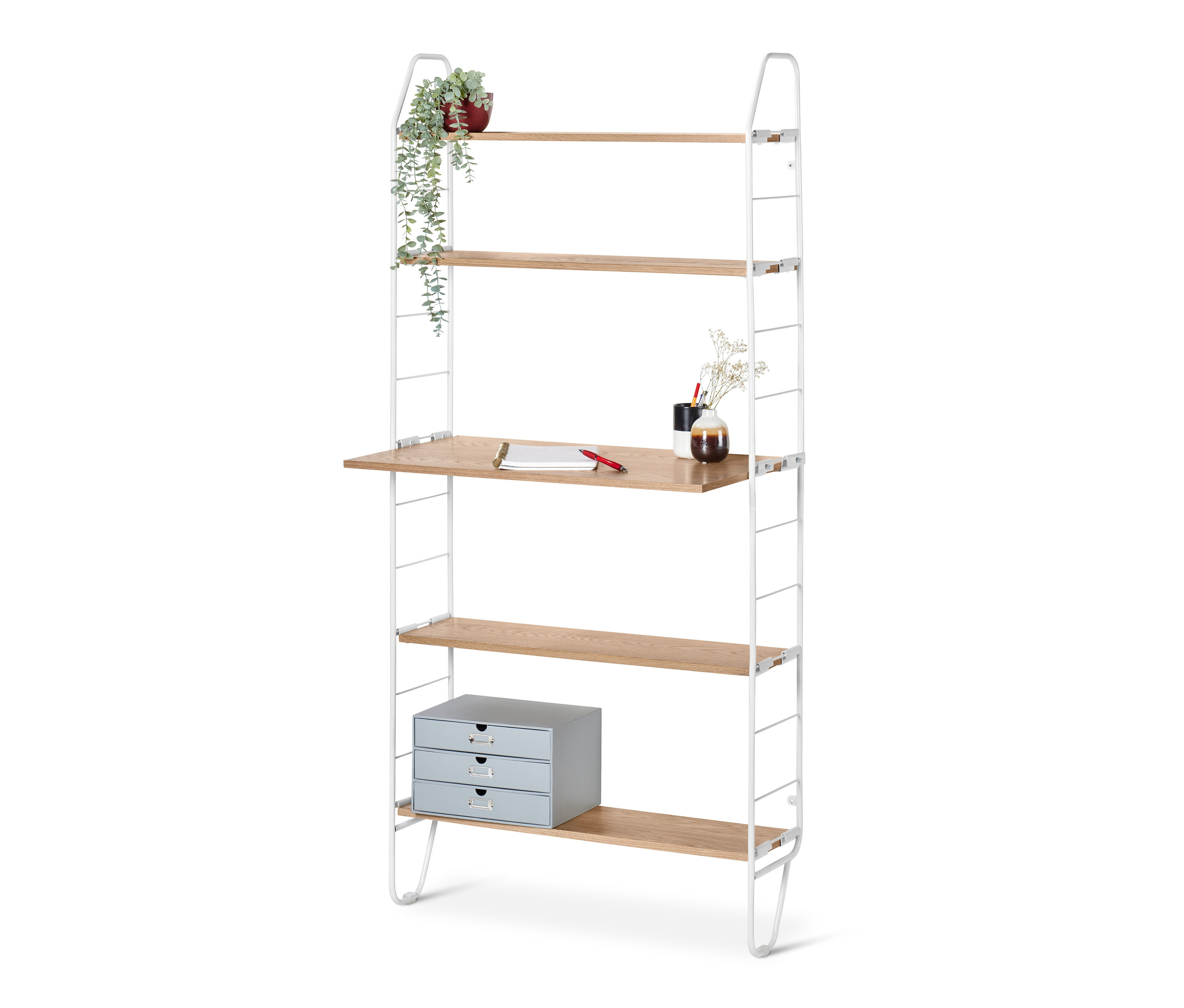 Tchibo - Regał ścienny z blatem - kolor: biały/brązowy