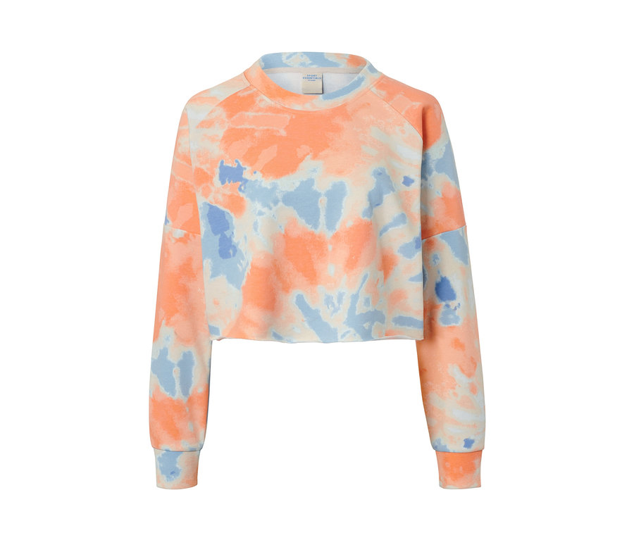 Pomarańczowo-niebieska bluza do jogi w stylu tie-dye.