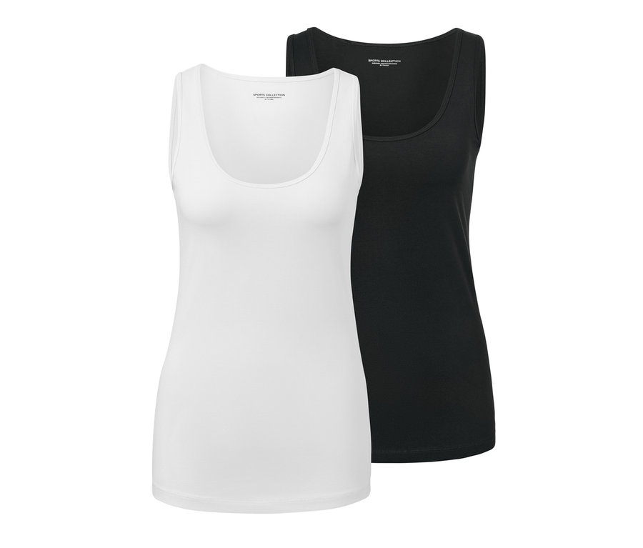 Dwa topy, jeden czarny i jeden biały.