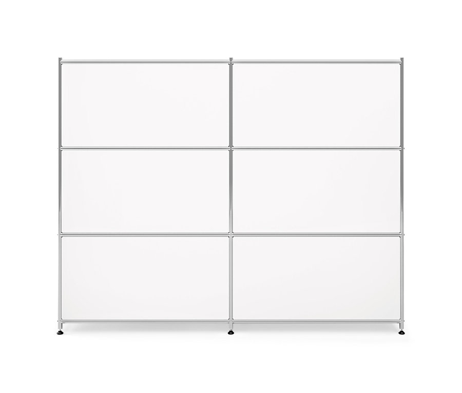 Biała komoda metalowa »CN3« z 4 przegródkami z klapami.