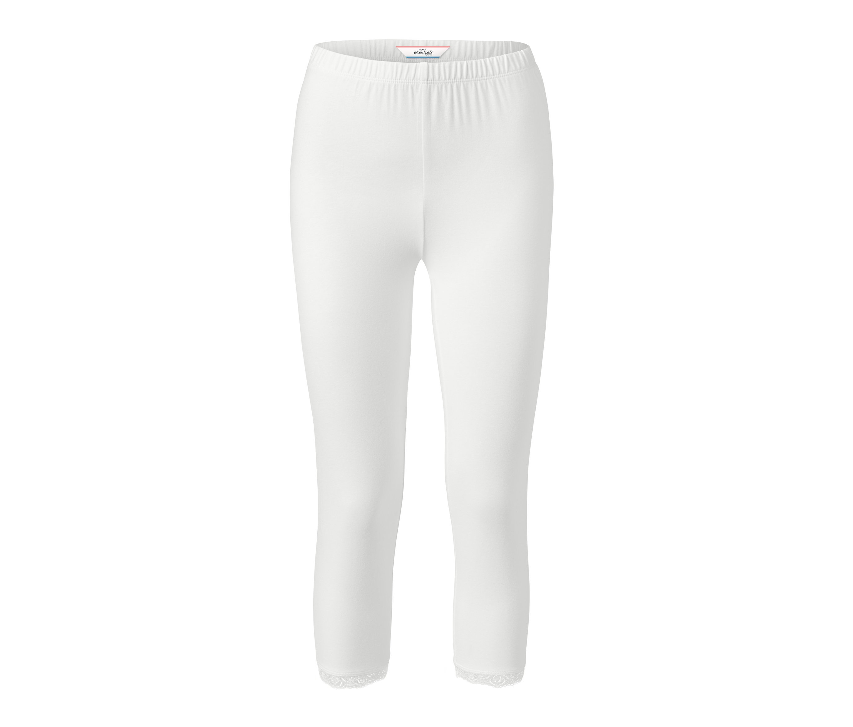Tchibo - Legginsy o długości 3/4 z koronkowym zakończeniem- biały