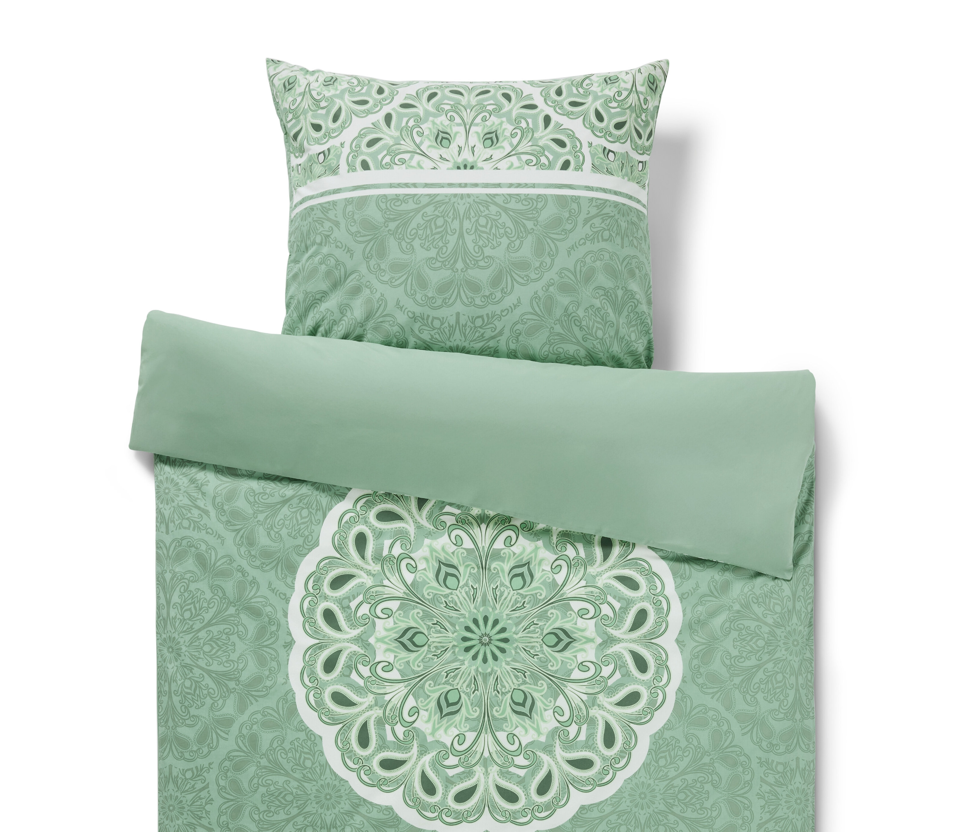 Tchibo - Pościel z bawełny renforcé - kolor: biały/zielony