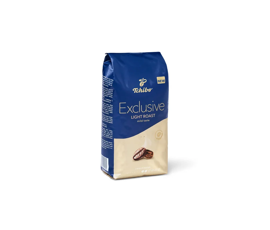 Opakowanie kawy ziarnistej Tchibo Exclusive Light Roast, 1kg.