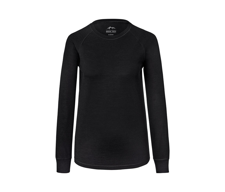 Czarna koszulka funkcyjna z długim rękawem z wełny merino.