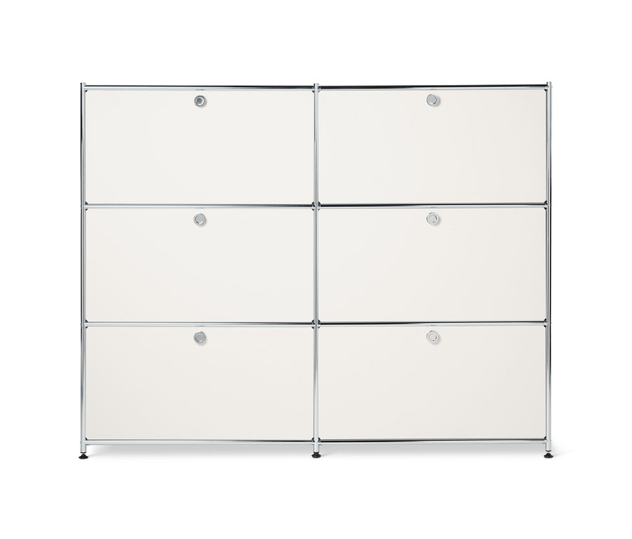 Biała metalowa komoda »CN3« z 6 klapami.