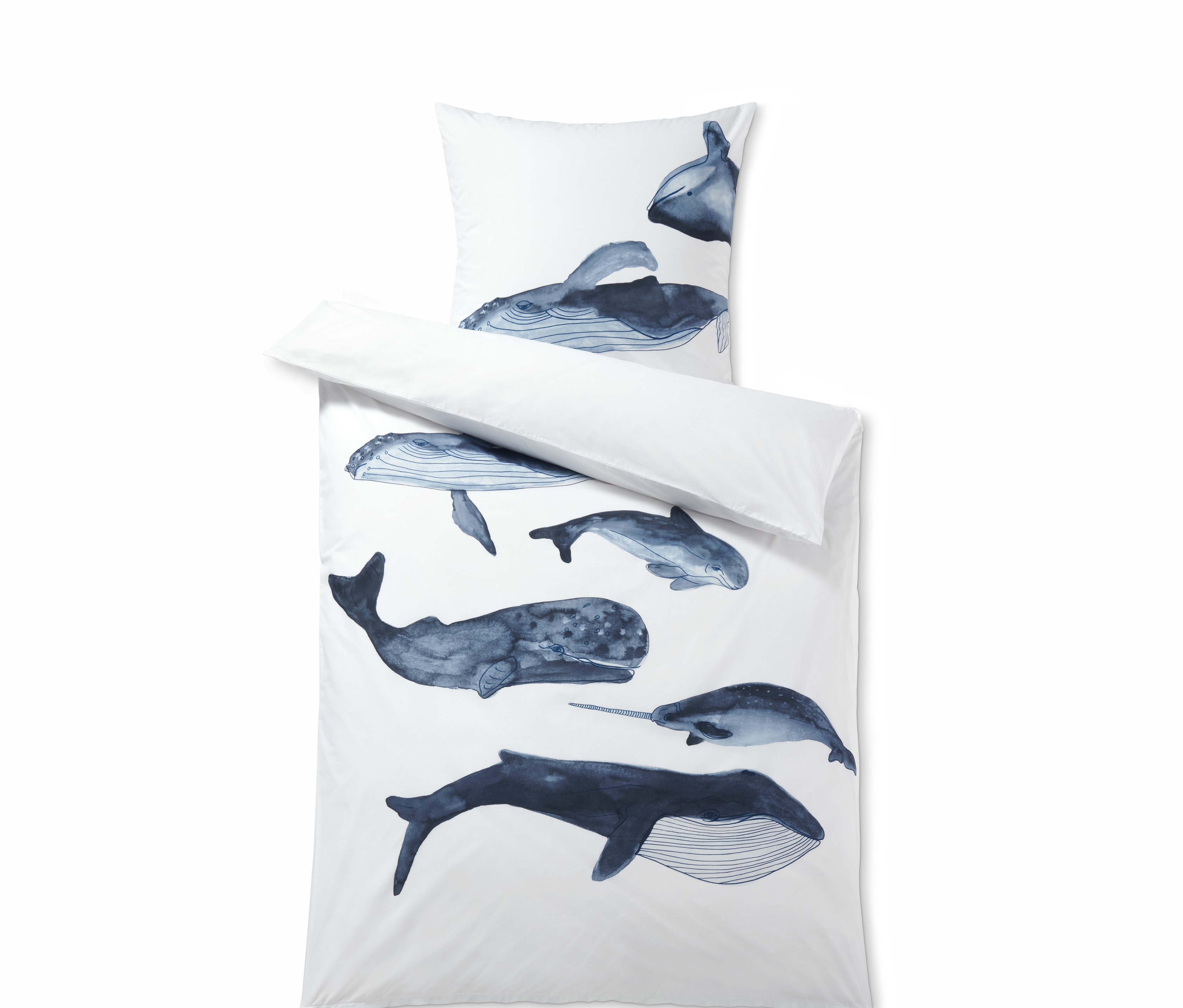 Tchibo - Pościel z perkalu - kolor: niebieski/biały