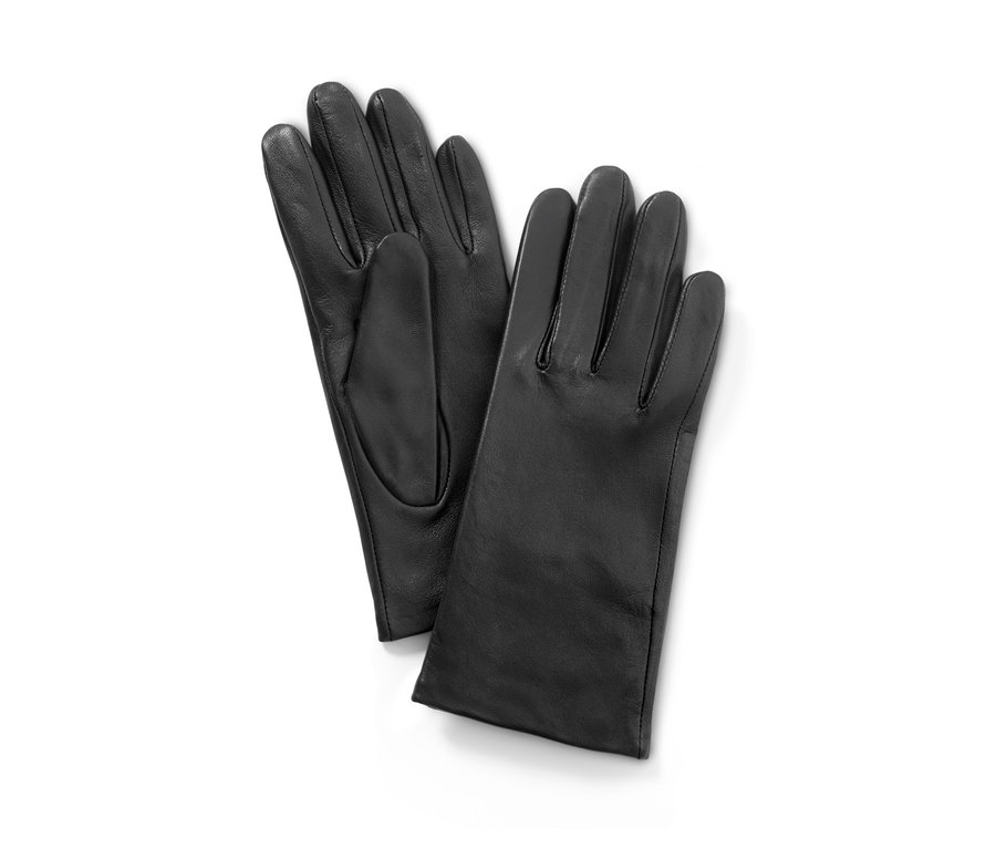 Czarne rękawiczki skórzane.