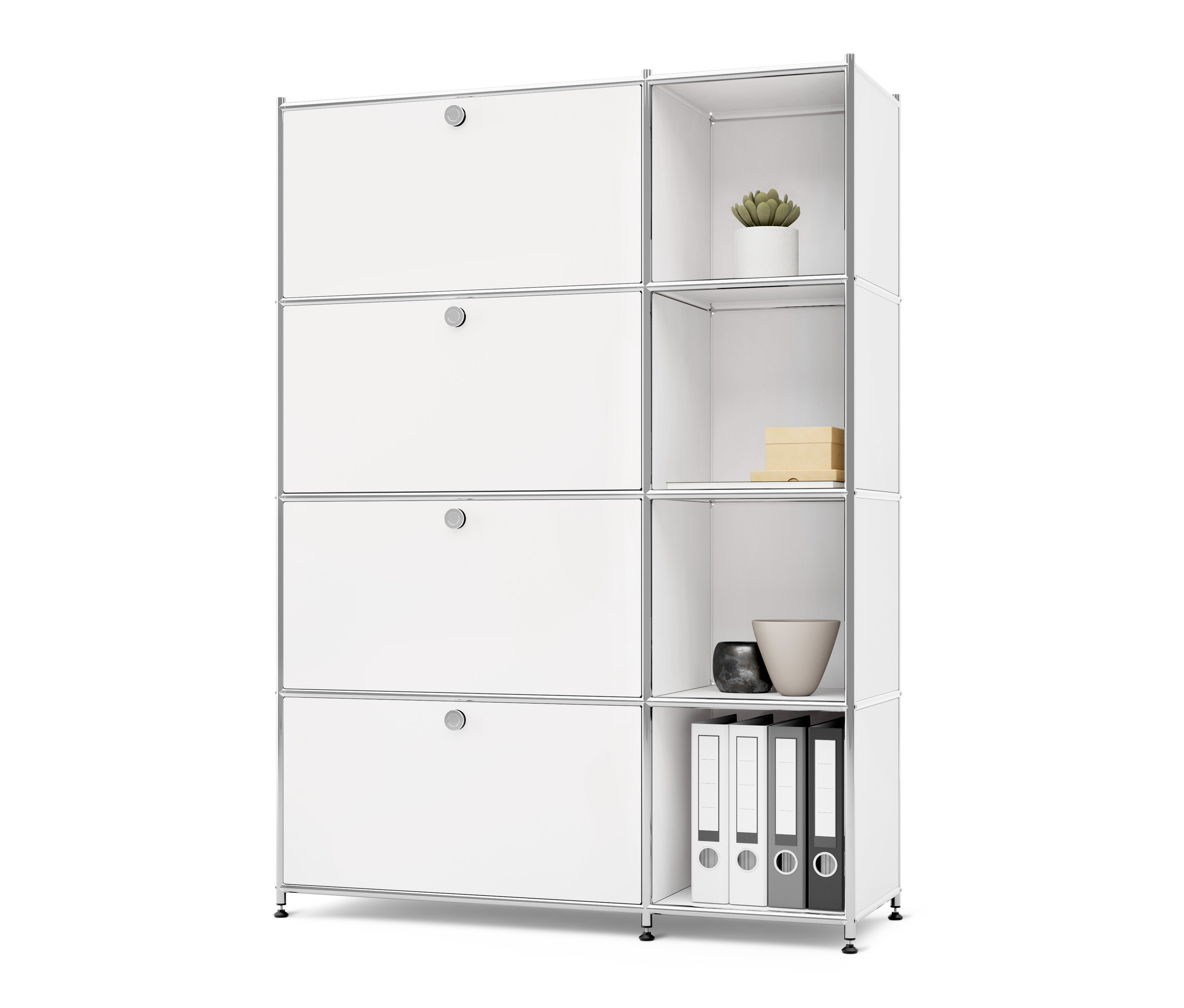 Tchibo - Metalowy regał »Cn3« z 4 komorami z klapami - kolor: biały