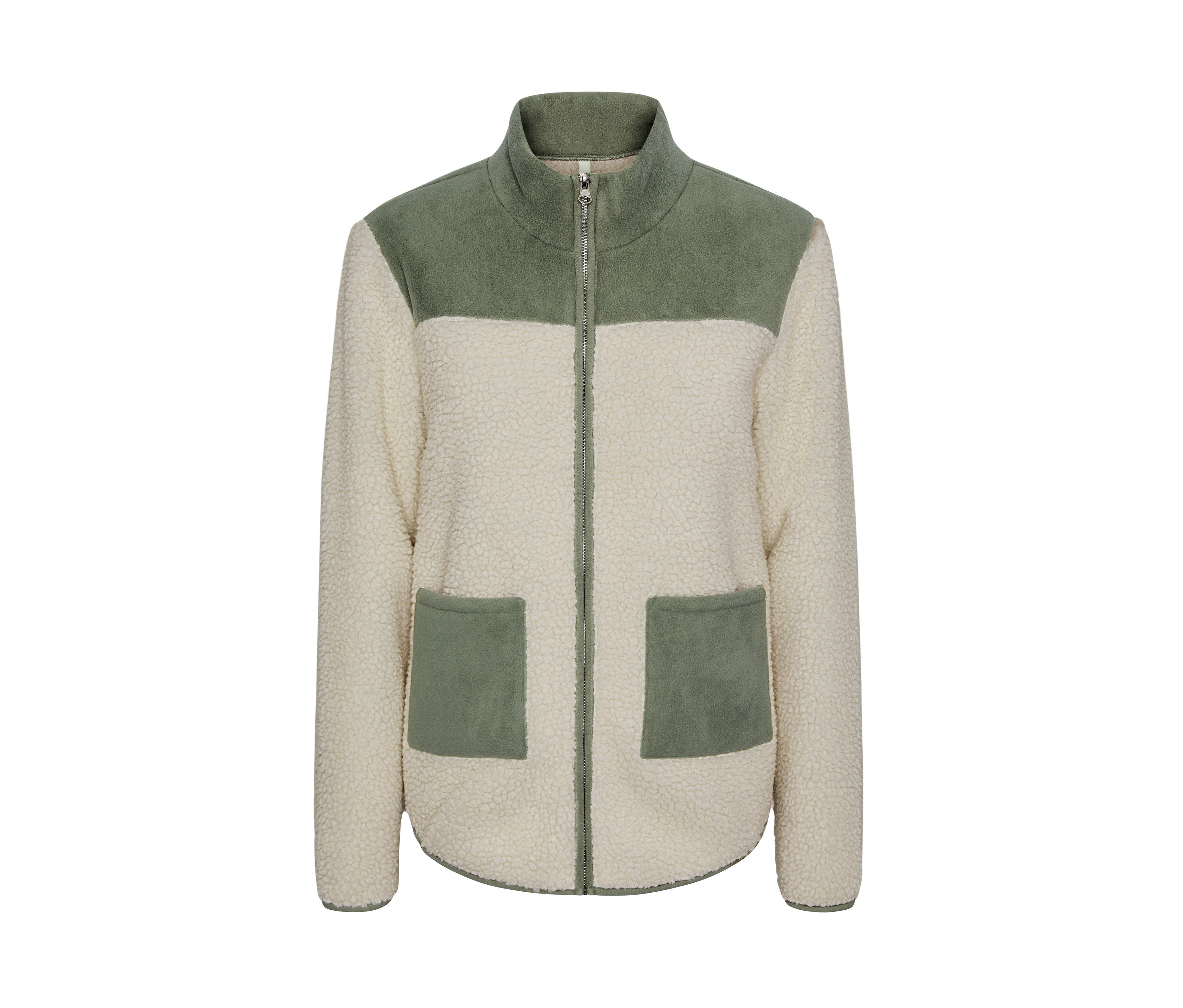 Tchibo - Rozpinana bluza pluszowa, zielony/biały