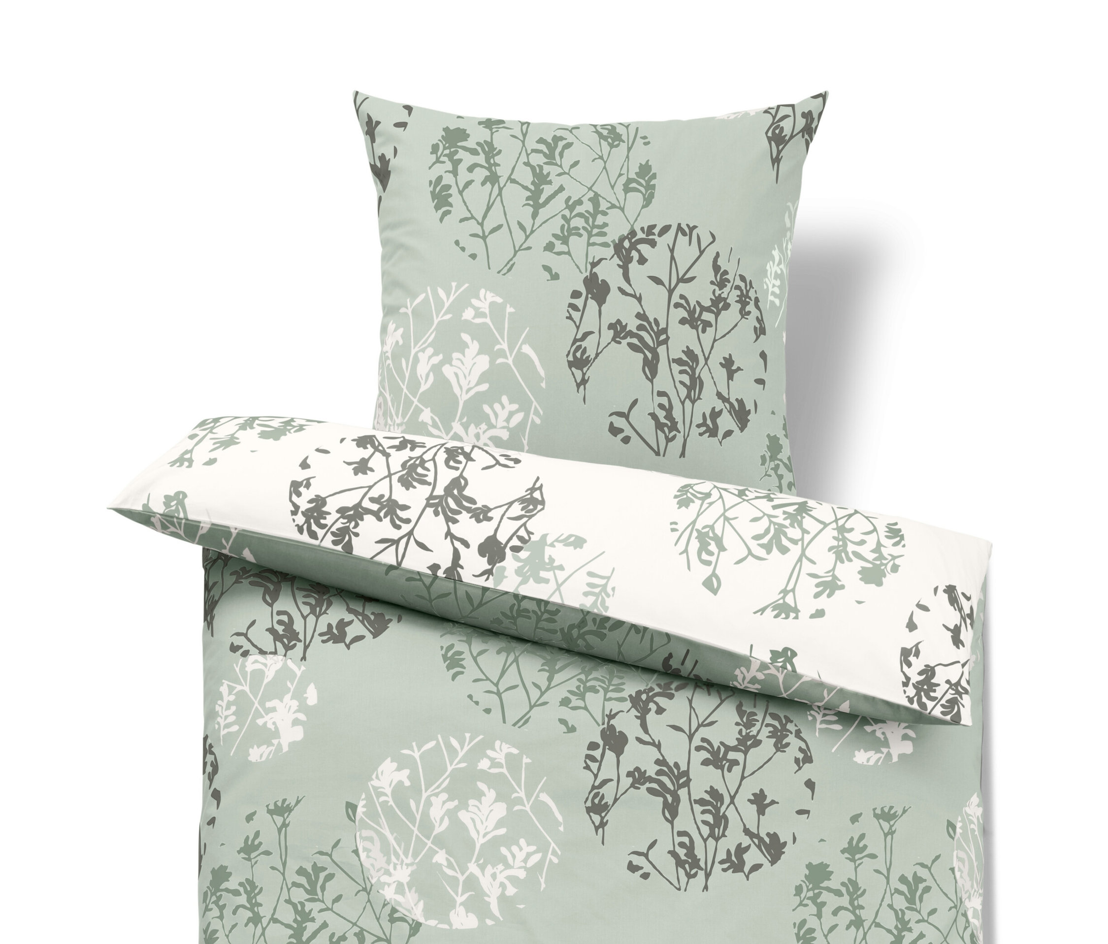 Tchibo - Pościel z bawełny renforcé - kolor: biały/zielony