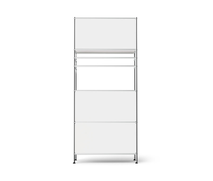 Metalowy regał „CN3” z 1 klapą i 2 szufladami.