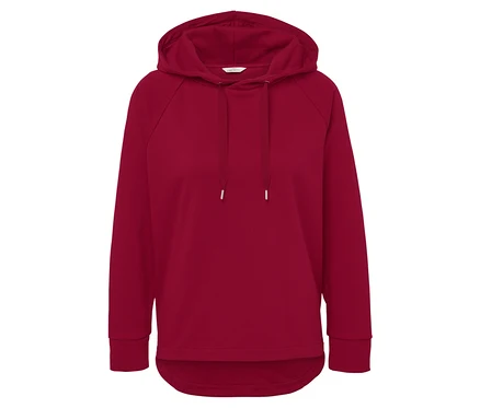 Czerwona bluza z kapturem Lounge-Sweater ze sznurkiem.