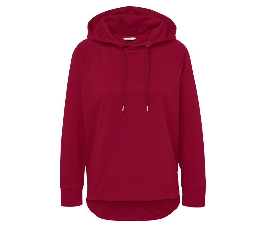 Czerwona bluza z kapturem Lounge-Sweater ze sznurkiem.