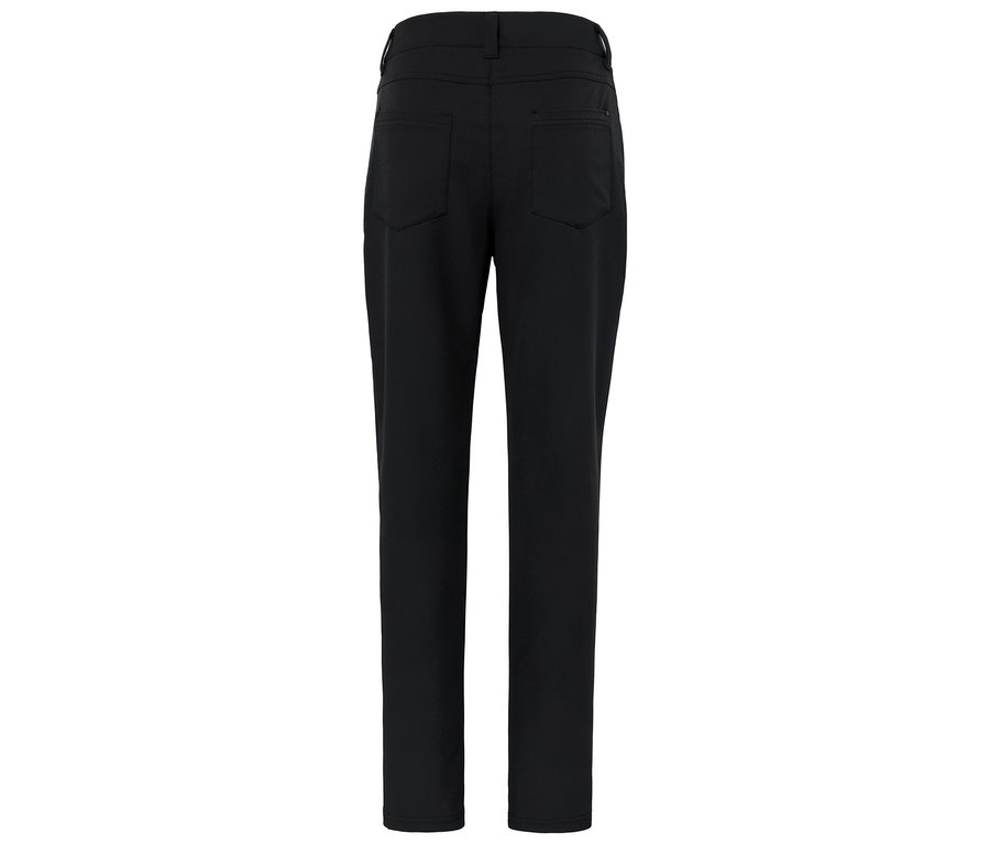 Czarne spodnie na białym tle.