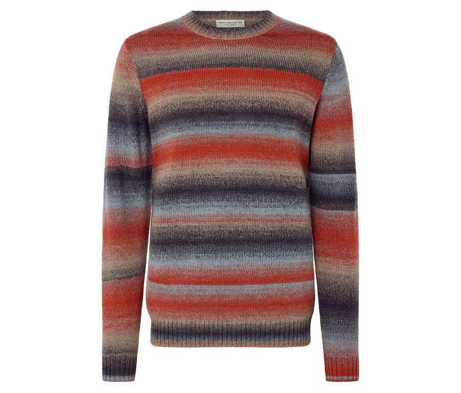 Pasiasty sweter z certyfikowaną wełną RWS.