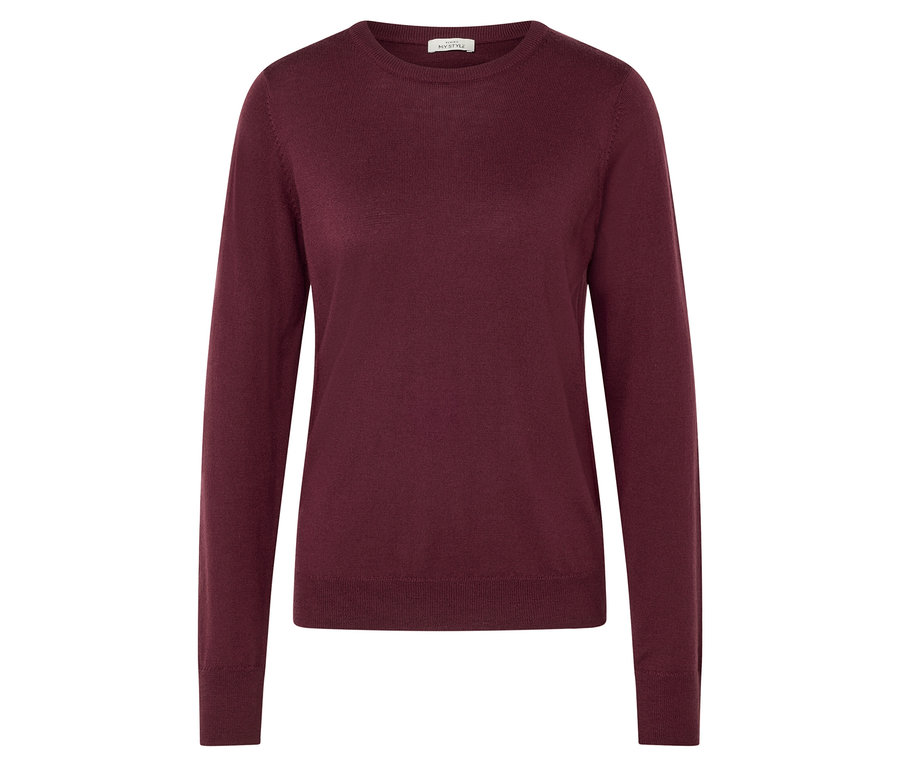Bordowy sweter z wełny merino.