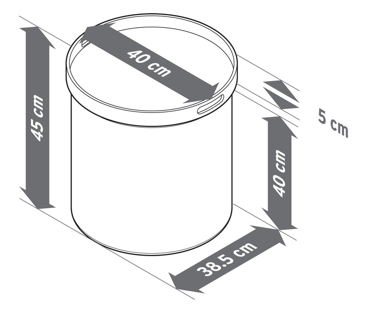 Ilustracja stolika z tacą i funkcją siedziska z wymiarami.