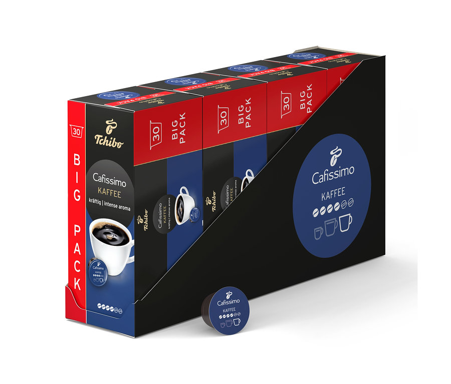 Zdjęcie przedstawia opakowanie Cafissimo Kaffee kräftig - 120 Kapseln.