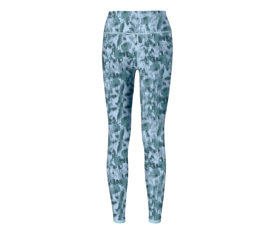 Niebieskie dwustronne legginsy sportowe.
