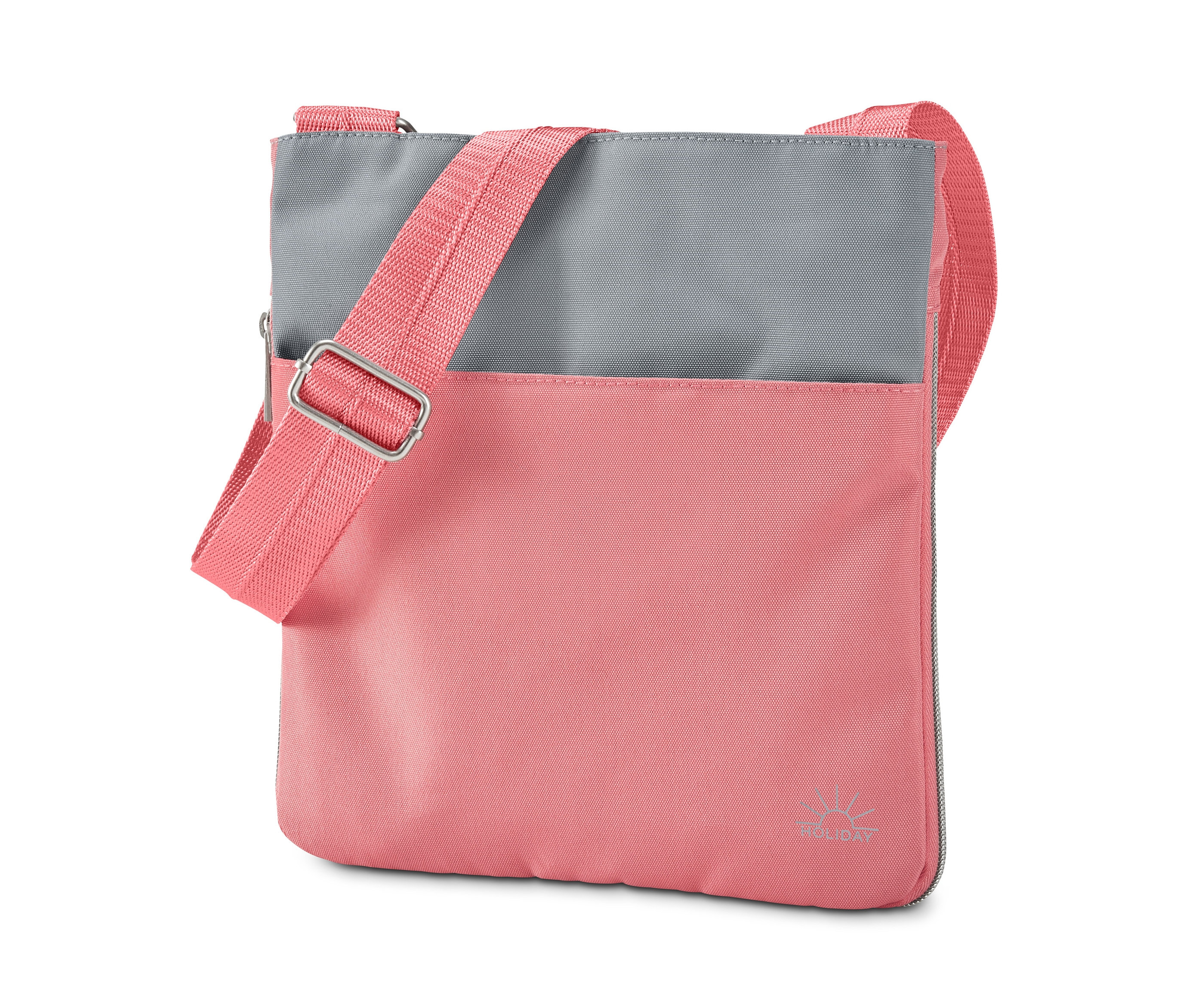 Tchibo - Bezpieczna torebka na ramię - kolor: szary/różowy