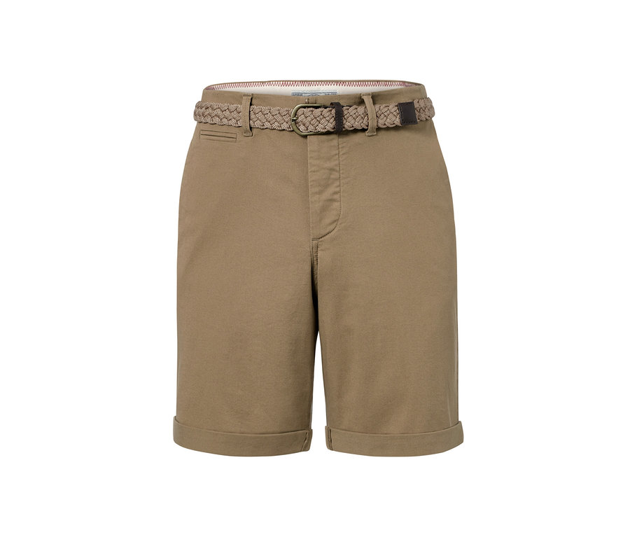 Szorty khaki z paskiem.