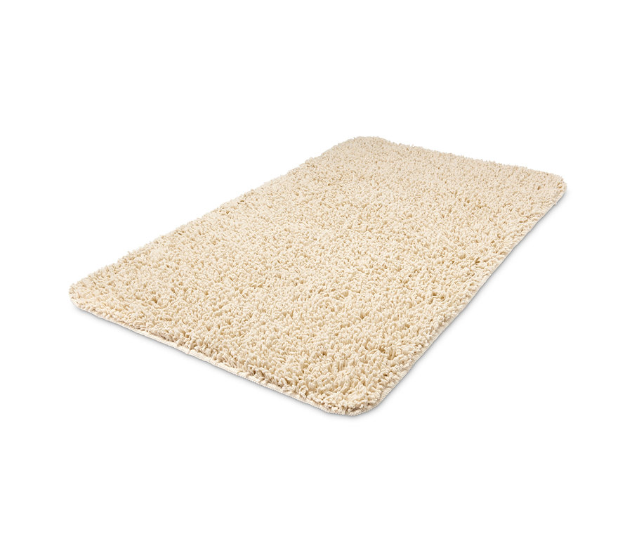 Waniliowa mata łazienkowa z recyklingu o wymiarach ok. 70 x 120 cm.