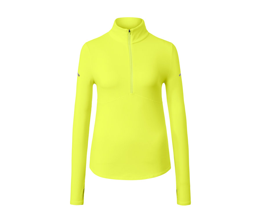 Neonowożółta termiczna bluzka funkcyjna z długim rękawem i zamkiem błyskawicznym.