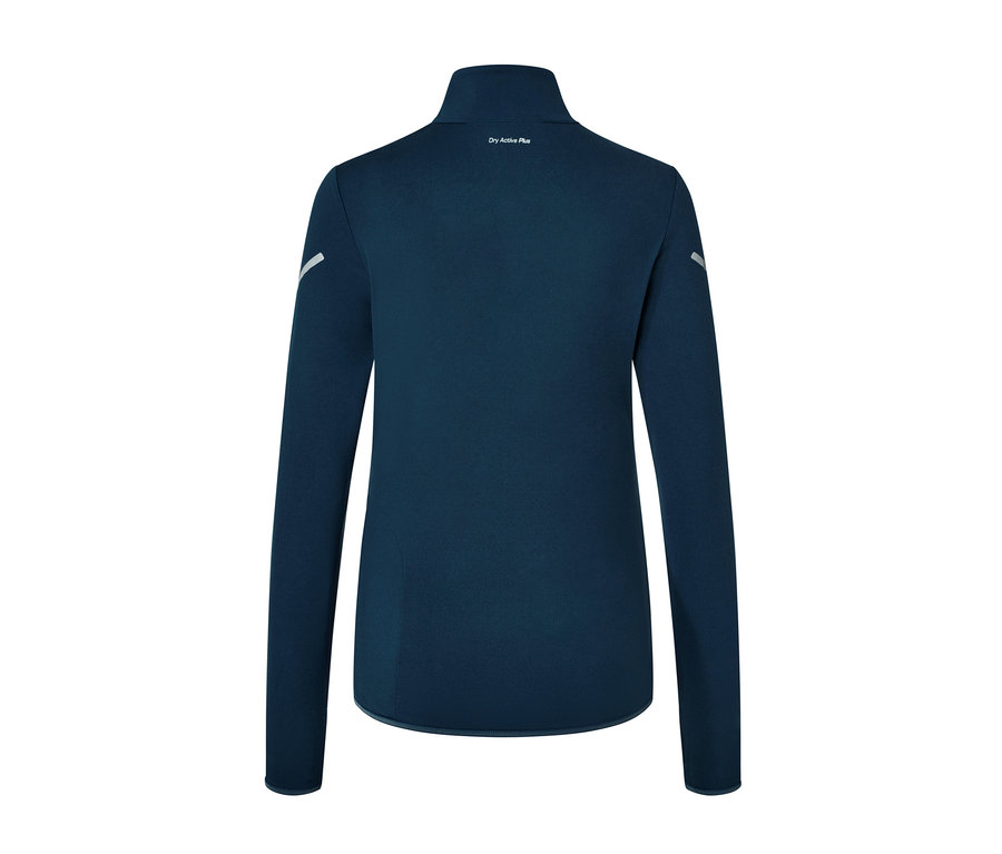 Granatowa termiczna bluzka funkcyjna z długim rękawem i krótkim zamkiem błyskawicznym.