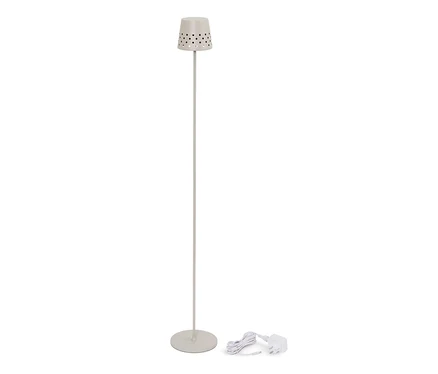 Metalowa lampa podłogowa LED z możliwością ładowania.
