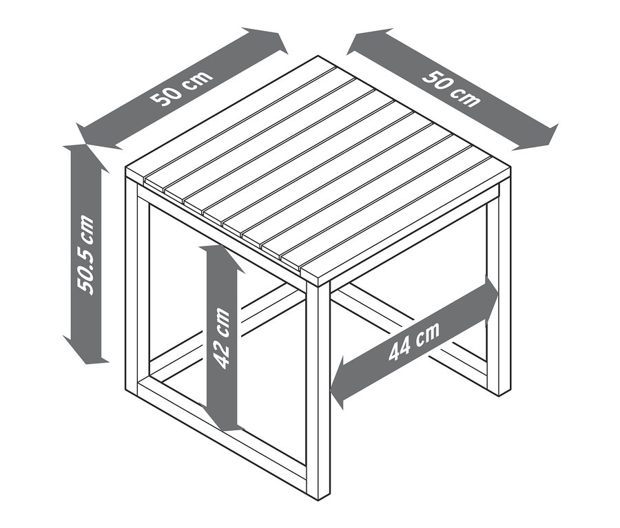 Schemat z wymiarami zestawu 2 stolików »Lenja«.